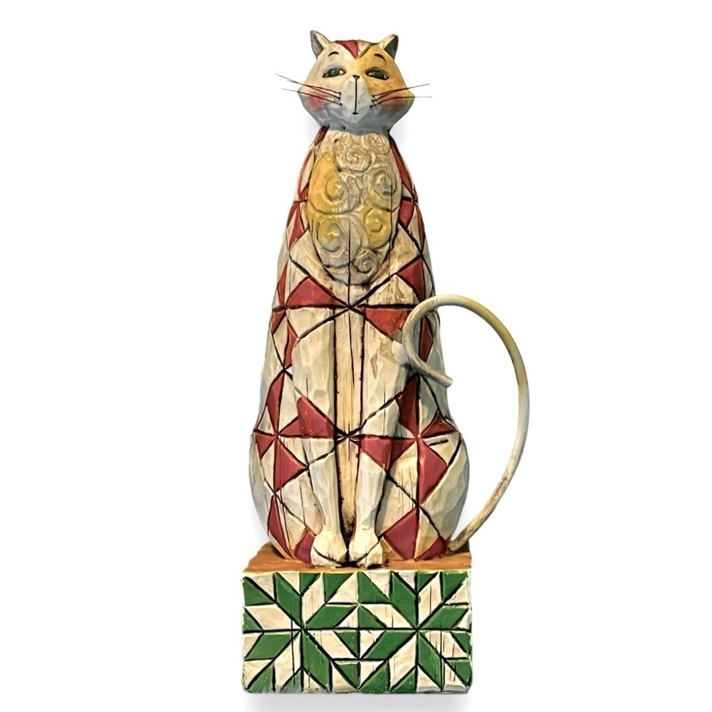 Jim Shore 7" Abraham Cat Figurine Patchwork Heartwood Creek 114420T Enesco 2003